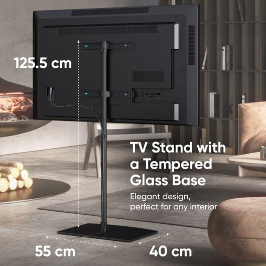 Onkron TS5065-B Soporte TV Giratorio 30"-60" Cristal Templado Hasta 41Kg Vesa 400x400 Negro
