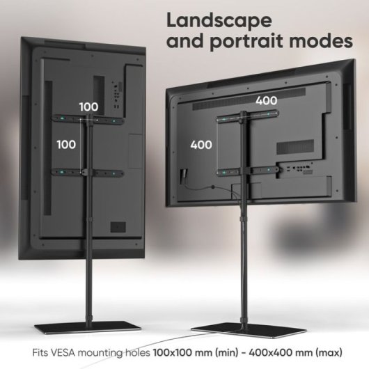 Onkron TS5065-B Soporte TV Giratorio 30"-60" Cristal Templado Hasta 41Kg Vesa 400x400 Negro