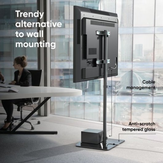 Onkron TS5065-B Soporte TV Giratorio 30"-60" Cristal Templado Hasta 41Kg Vesa 400x400 Negro