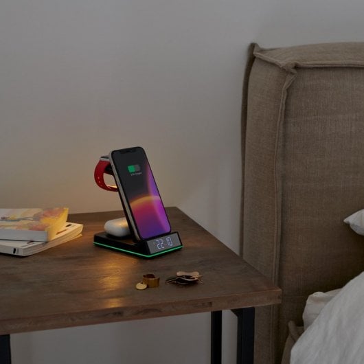 Thomson CL750IA Estação de Carga Sem Fios por Indução de 3 Zonas com Relógio Despertador