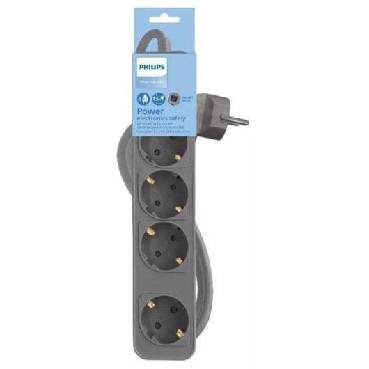 Régua de tomadas Philips CHP2144G/62 4 Tomadas com Interruptor Segurança Cabo 1,5 m Cinzento