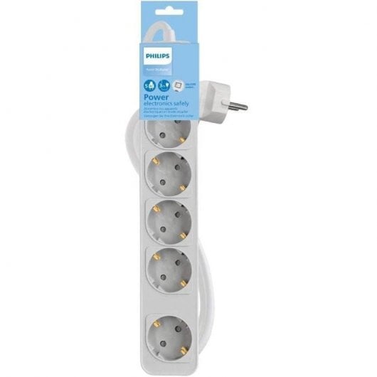 Extensão elétrica Philips CHP2154W/10 com interruptor de 5 tomadas 1,5 m branco