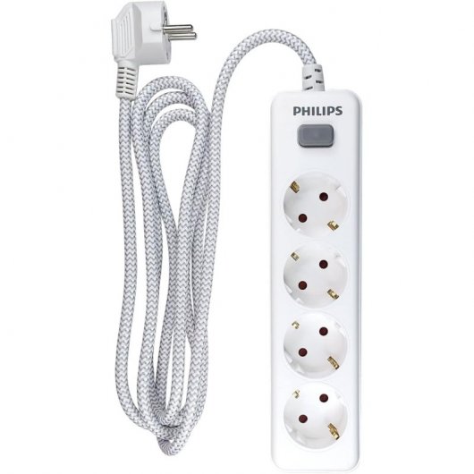Philips SPN1142WA/10 Multipresa con interruttore 4 prese 2 m Bianco