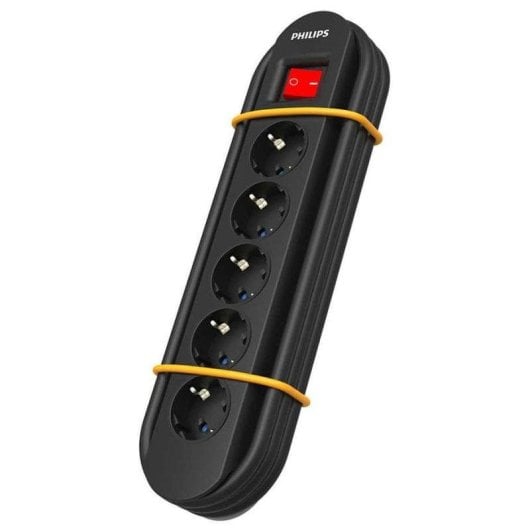 Régua de tomadas Philips SPN5050BA/39 5 Tomadas com Interruptor, Fixa Magnética, Gestão de Cabos