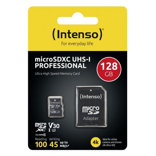 Intenso Professional microSDXC 128GB UHS-I U3 V30 Clase 10 + Adaptador SD