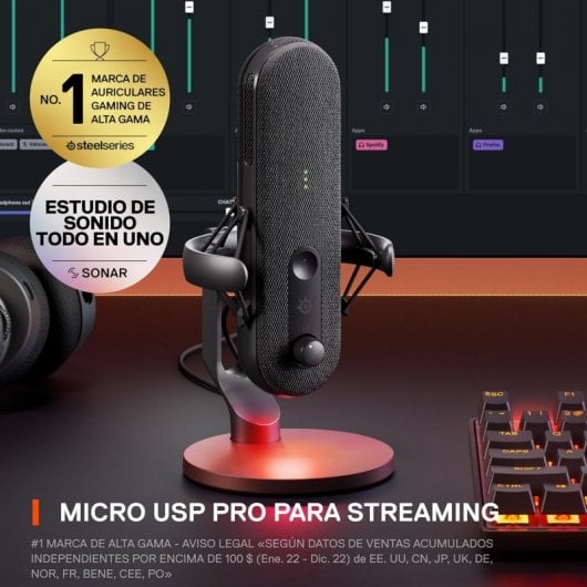 SteelSeries Alias Micrófono USB para Gaming Streaming y Pódcast con Cancelación de Ruido