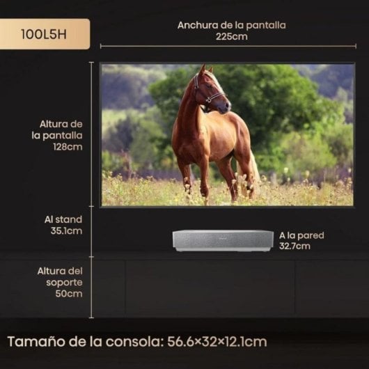 Projetor Hisense 100L5HD 4K UltraHD 2700 Lúmenes 100" Laser DLP Smart TV Tiro Ultracurto