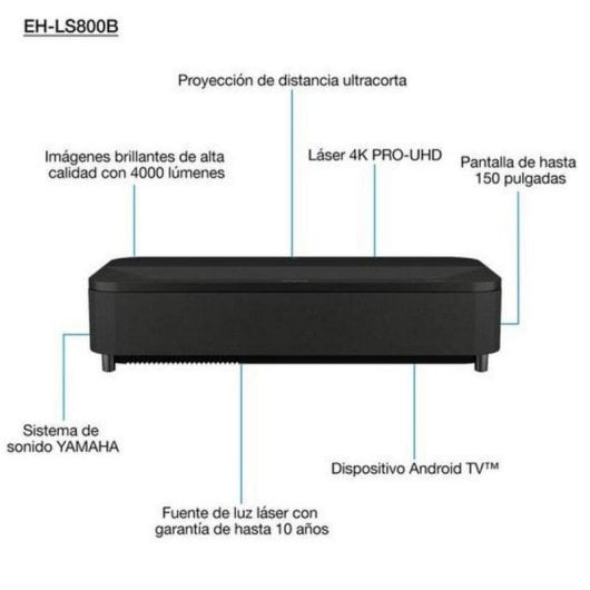 Projetor Epson EH-LS800B 4K PRO-UHD 4000 Lúmenes 150" Laser 3LCD Smart TV Ultracurto