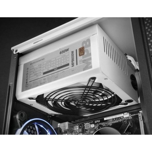 Fonte de Alimentação Mars Gaming MPB650 650W Certificação 80 Plus Bronze Branco