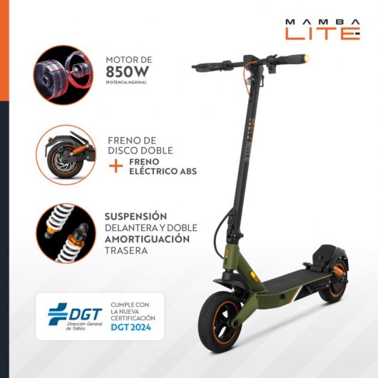 Olsson Mamba Lite Patinete Eléctrico Homologado DGT 10" Verde/Negro