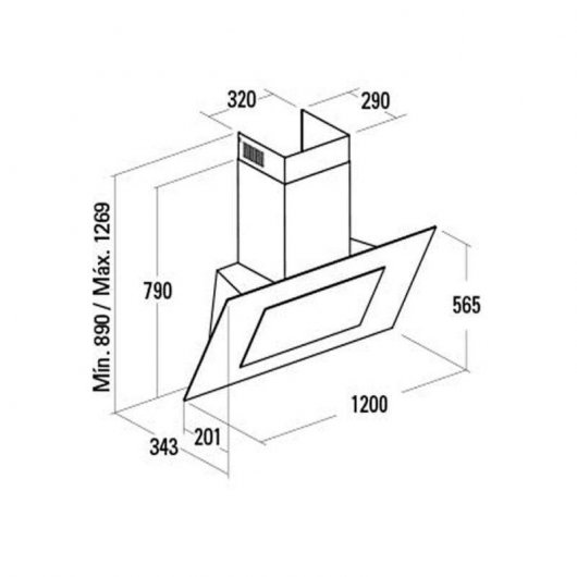 Cata Thalassa 1200 XGBK Campana Decorativa 120cm A+ Cristal Negro