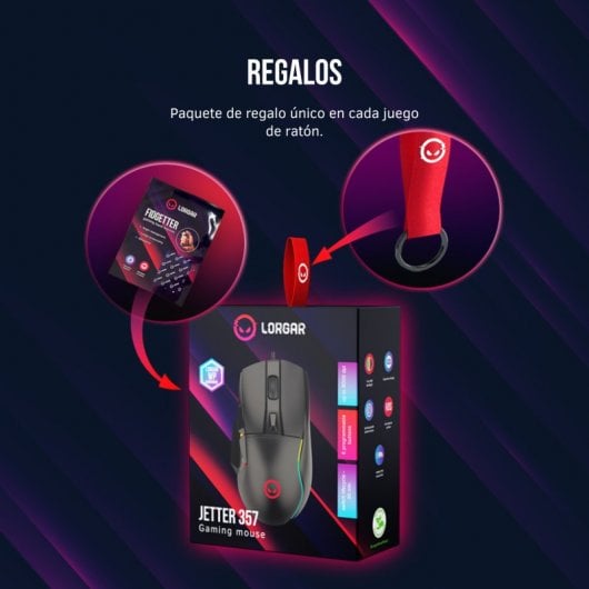 Lorgar Jetter 357 Raton Gaming Óptico RGB 8000 DPI Negro