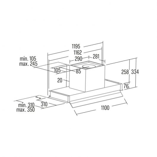 Cata Corona X120/B 120cm Exaustor Encastrável A Aço Inoxidável