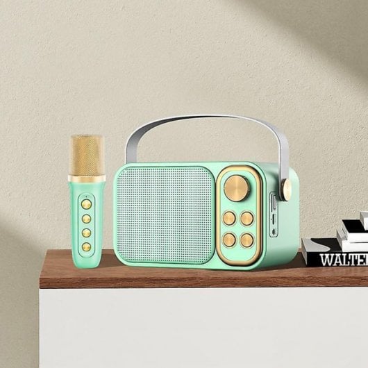 Klack Karaoke Retro Altavoz Subwoofer con Micrófono Bluetooth 10W Verde