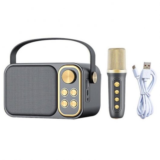 Klack Karaoke Retro Altifalante Subwoofer com Microfone Bluetooth 10W Branco