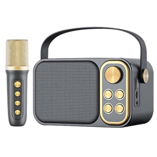 Klack Karaoke Retro Altavoz Subwoofer con Micrófono Bluetooth 10W Negro