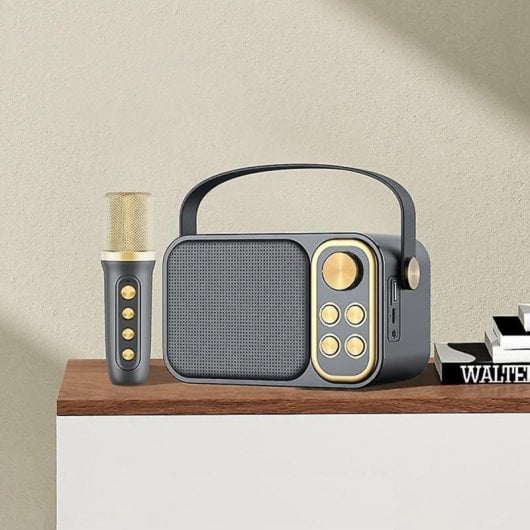 Klack Karaoke Retro Altavoz Subwoofer con Micrófono Bluetooth 10W Negro