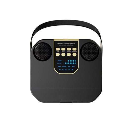 Klack Karaoke Altifalante Subwoofer com Dois Microfones Bluetooth 100W e Modificador de Voz Preto