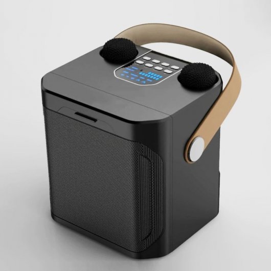 Klack Karaoke Altifalante Subwoofer com Dois Microfones Bluetooth 100W e Modificador de Voz Preto