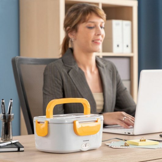 Innovagoods Lunffi Lancheira Elétrica Portátil para Escritório e Carro 1.5L 60W Amarela