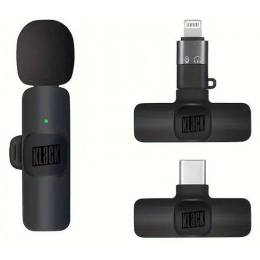 Klack K8 Micrófono Inalámbrico con Reducción de Ruido Compatible con iPhone y USB-C 20m