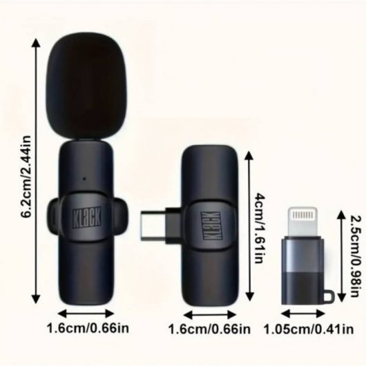 Klack K8 Micrófono Inalámbrico con Reducción de Ruido Compatible con iPhone y USB-C 20m