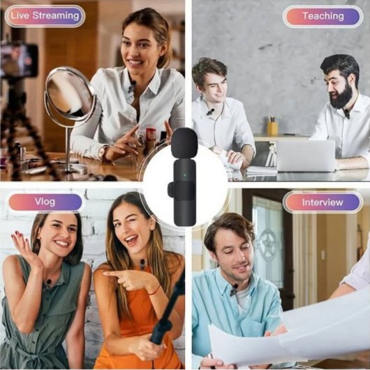 Klack K8 Micrófono Inalámbrico con Reducción de Ruido Compatible con iPhone y USB-C 20m