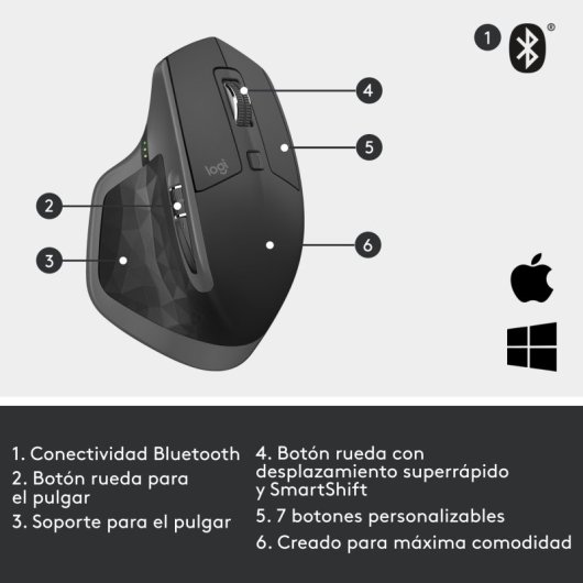 Mouse wireless Logitech MX Master 2S 4000 DPI Nero