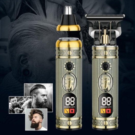 Máquina de Cortar Cabelo Multifunções Klack 3 em 1 Sem Fios 90min 3 Pentes Lâminas Precisão USB-C