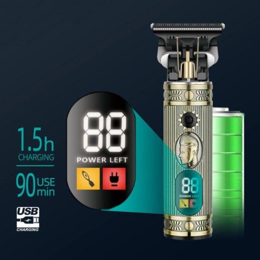 Máquina de Cortar Cabelo Multifunções Klack 3 em 1 Sem Fios 90min 3 Pentes Lâminas Precisão USB-C