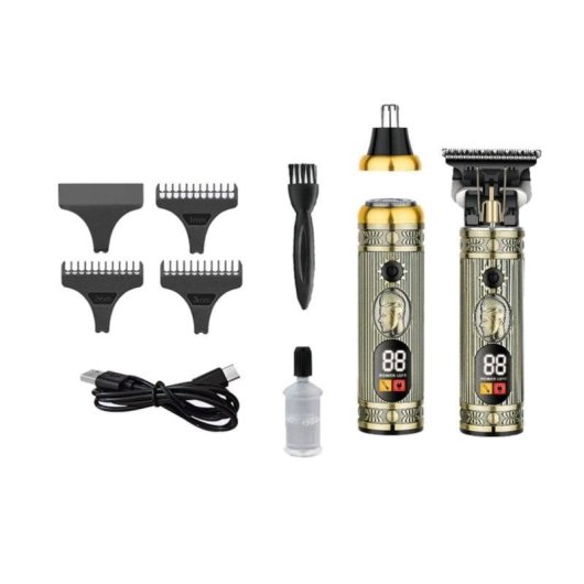 Máquina de Cortar Cabelo Multifunções Klack 3 em 1 Sem Fios 90min 3 Pentes Lâminas Precisão USB-C