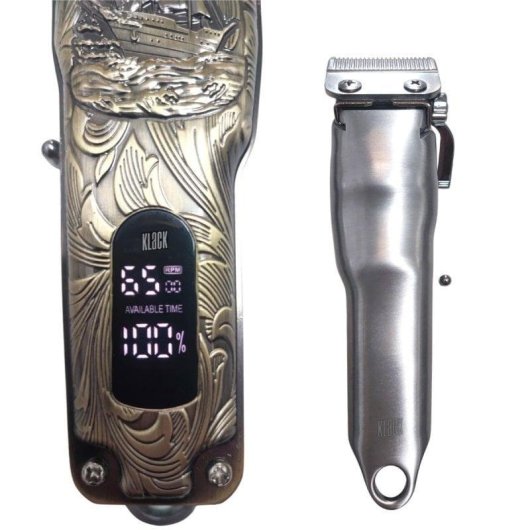 Máquina de Cortar Cabelo Klack Vintage Sem Fios 180min 4 Pentes LED Profissional