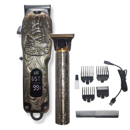 Máquina de Cortar Cabelo Klack Vintage Sem Fios 3h Autonomia 4 Pentes Ecrã LED