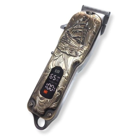 Máquina de Cortar Cabelo Klack Vintage Sem Fios 3h Autonomia 4 Pentes Ecrã LED