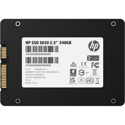 HP S650 240 GB SSD SATA 3 3D TLC NAND Schwarz