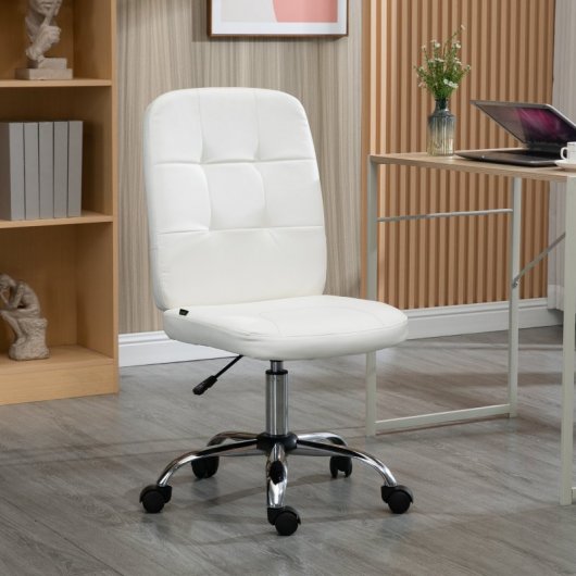 Vinsetto Silla de Oficina sin Brazos Blanco