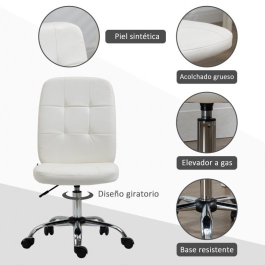 Vinsetto Silla de Oficina sin Brazos Blanco