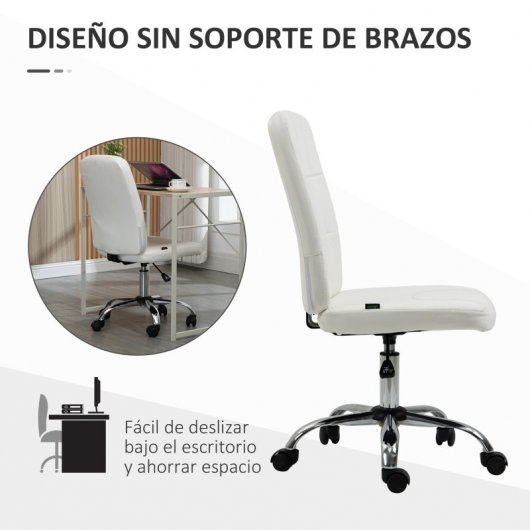 Vinsetto Silla de Oficina sin Brazos Blanco