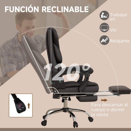 Vinsetto Silla de Oficina con 6 Puntos de Masaje Marrón