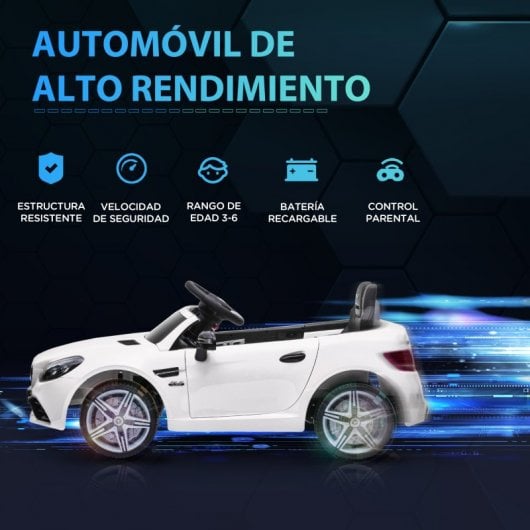Aiyaplay Coche Eléctrico con Licencia Mercedes SLC 300 Para Niños de 3-6 años 6V Blanco