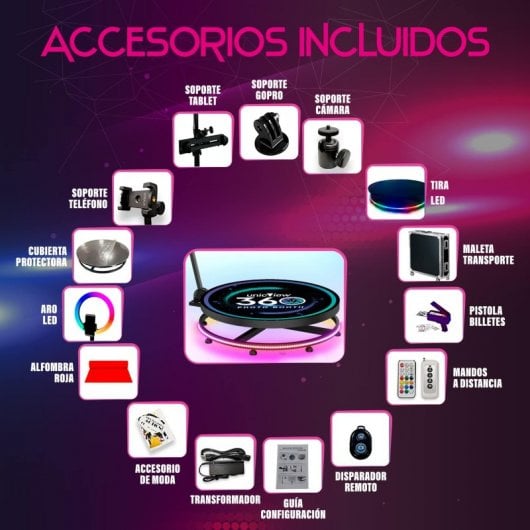UnicView Photo Booth 360 De 2 a 3 Personas 80cm Iluminación RGB LED con Mando