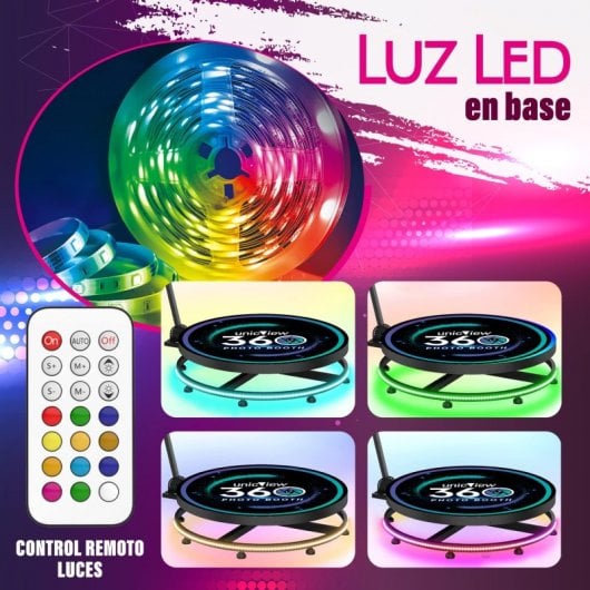 UnicView Photo Booth 360 De 2 a 3 Personas 80cm Iluminación RGB LED con Mando