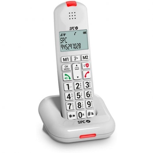 SPC Comfort Kairo Téléphone fixe sans fil pour seniors compatible avec appareils auditifs Blanc