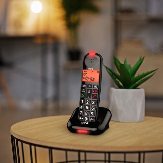 Telefono fisso wireless SPC Comfort Kairo per anziani compatibile con apparecchi acustici Nero