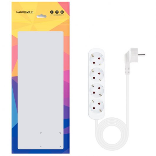 Nanocable Regleta de Enchufes con 4 Tomas Tipo F 1.4m Blanco