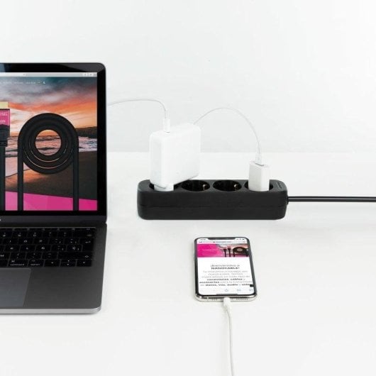 Régua de tomadas Nanocable 10.37.0004-NS-BK 4 Tomadas Proteção Infantil Cabo 1,4 m Preto