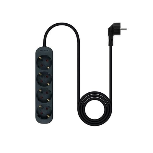 Régua de tomadas Nanocable 10.37.0004-NS-BK 4 Tomadas Proteção Infantil Cabo 1,4 m Preto