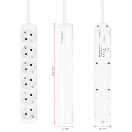 Nanocable Regleta de Enchufes con 6 Tomas Tipo F 1.4m Blanco