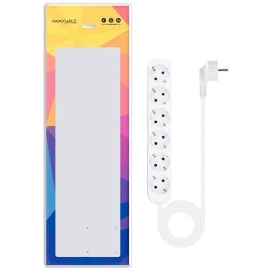 Régua de tomadas Nanocable 10.37.0006-NS 6 tomadas proteção infantil cabo 1,4 m branca