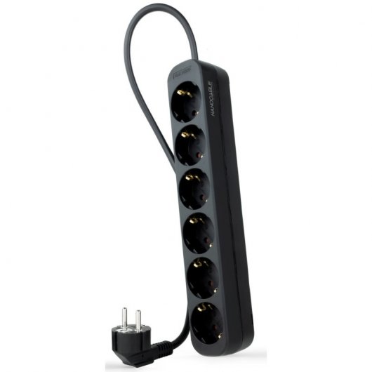 Nanocable Regleta de Enchufes con 6 Tomas Tipo F 1.4m Negro